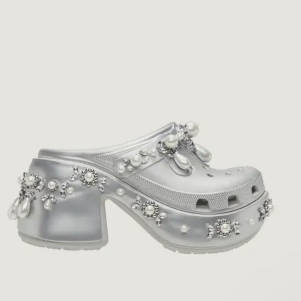 Simone Rocha Silver Embellished Mules